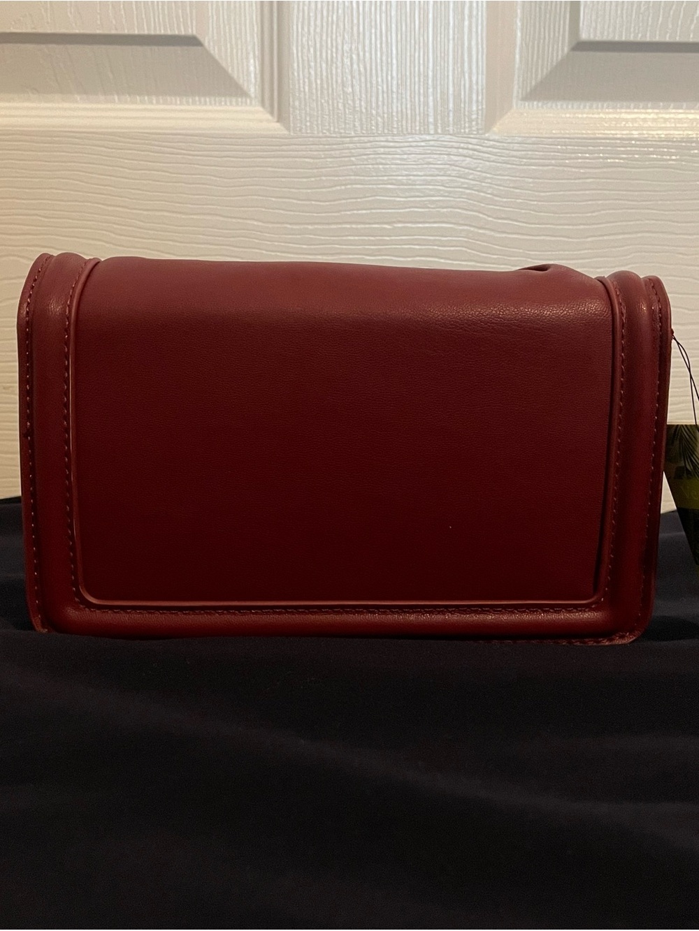 Badgley Mischka Wine Pleated Crossbody with Gold Hardware - Picture 2 of 7